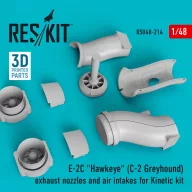   ResKit Models E-2C Hawkeye (C-2 Greyhound) exhaust nozzles and air intakes for Kinetic kit (3D Printed) 1:48 (RSU48-0214)