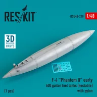   ResKit Models F-4 Phantom II early 600 gallon fuel tanks (nestable) with pylon (1 pcs) (3D Printed) 1:48 (RSU48-0218)