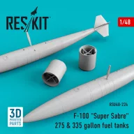   ResKit Models F-100 Super Sabre 275 & 335 gallon fuel tanks (3D Printed) 1:48 (RSU48-0224)