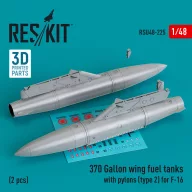   ResKit Models 370 Gallon wing fuel tanks with pylons (type 2) for F-16 (A/B/C/D/E/F/I) (2 pcs) (3D Printed) 1:48 (RSU48-0225)