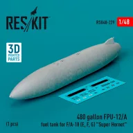   ResKit Models 480 gallon FPU-12/A fuel tank for F/A-18 (E, F, G) Super Hornet (1 pcs) (3D Printed) 1:48 (RSU48-0229)