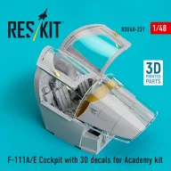   ResKit Models F-111A/E Cockpit with 3D decals for Academy kit (3D Printed) 1:48 (RSU48-0231)
