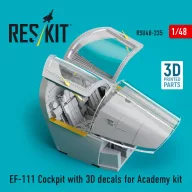   ResKit Models EF-111 Cockpit with 3D decals for Academy kit (3D Printed) 1:48 (RSU48-0235)