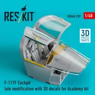   ResKit Models F-111F Cockpit late modification with 3D decals for Academy kit (3D Printed) 1:48 (RSU48-0239)