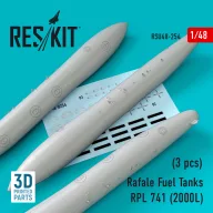   ResKit Models Rafale Fuel Tanks RPL 741 (2000L) (3 pcs) (3D Printed) 1:48 (RSU48-0254)