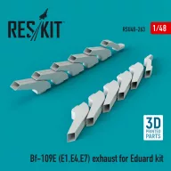   ResKit Models Bf-109E (E1,E4,E7) exhaust for Eduard kit (3D Printed) 1:48 (RSU48-0263)