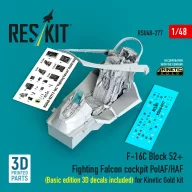   ResKit Models F-16C Block 52+ Fighting Falcon cockpit PolAF/HAF (Basic edition 3D decals included) (3D Printed) for Kinetic 1:48 (RSU48-0277)