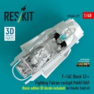   ResKit Models F-16C Block 52+ Fighting Falcon cockpit PolAF/HAF (Basic edition 3D decals included) (3D Printed) for Kinetic 1:48 (RSU48-0277)