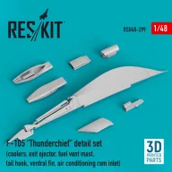   ResKit Models F-105 Thunderchief detail set (coolers, exit ejector, fuel vent mast, tail hook,ventral fin, air conditioning ram inlet) (3D Printed) 1:48 (RSU48-0299)