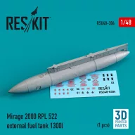   ResKit Models Mirage 2000 RPL 522 external fuel tank 1300lt (3D Printed) 1:48 (RSU48-0304)