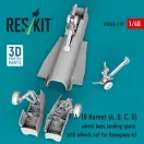 ResKit Models F/A-18 Hornet (A, B, C, D) wheel bays, landing gears with wheels set for Hasegawa kit (3D Printed) 1:48 (RSU48-0310)