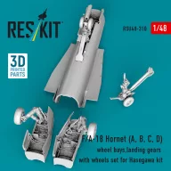   ResKit Models F/A-18 Hornet (A, B, C, D) wheel bays, landing gears with wheels set for Hasegawa kit (3D Printed) 1:48 (RSU48-0310)