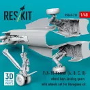 ResKit Models F/A-18 Hornet (A, B, C, D) wheel bays, landing gears with wheels set for Hasegawa kit (3D Printed) 1:48 (RSU48-0310)