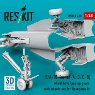   ResKit Models F/A-18 Hornet (A, B, C, D) wheel bays, landing gears with wheels set for Hasegawa kit (3D Printed) 1:48 (RSU48-0310)