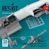   ResKit Models A-7E Corsair II air intakes, wheel bays, landing gears, wheels for Hasegawa kit (3D Printed) 1:48 (RSU48-0316)