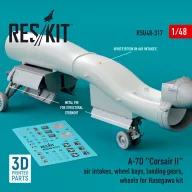   ResKit Models A-7D Corsair II air intakes, wheel bays, landing gears, wheels for Hasegawa kit (3D Printed) 1:48 (RSU48-0317)