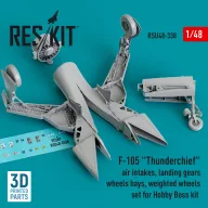   ResKit Models F-105 Thunderchief air intakes, landing gears with wheels bays and weighted wheels set for Hobby Boss kit (3D Printed) 1:48 (RSU48-0338)
