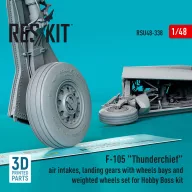   ResKit Models F-105 Thunderchief air intakes, landing gears with wheels bays and weighted wheels set for Hobby Boss kit (3D Printed) 1:48 (RSU48-0338)