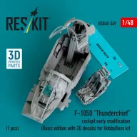   ResKit Models F-105D Thunderchief cockpit early modification (Basic edition with 3D decals) for HobbyBoss kit (3D Printed) 1:48 (RSU48-0349)
