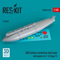   ResKit Models 300 Gallon centerline fuel tank with pylon for F-16 (A/B/C/D/E/F/I) (type 1) (1 pcs) (3D Printed) 1:48 (RSU48-0355)