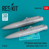   ResKit Models 370 Gallon wing fuel tanks with pylons (type 1) for F-16 (A/B/C/D/E/F/I) (2 pcs) (3D Printed) 1:48 (RSU48-0356)