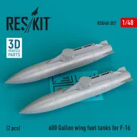   ResKit Models 600 Gallon wing fuel tanks for F-16 & JSDF F2 (CJ/DJ Block 50/52, 50/52+, Sufa) (2 pcs) (3D Printed) 1:48 (RSU48-0357)