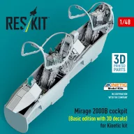   ResKit Models Mirage 2000B cockpit (Basic edition with 3D decals) for Kinetic kit (3D Printed) 1:48 (RSU48-0374)