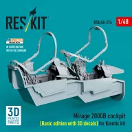   ResKit Models Mirage 2000B cockpit (Basic edition with 3D decals) for Kinetic kit (3D Printed) 1:48 (RSU48-0374)