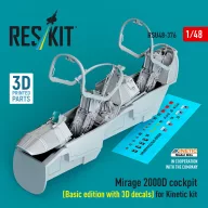   ResKit Models Mirage 2000D cockpit (Basic edition with 3D decals) for Kinetic kit (3D Printed) 1:48 (RSU48-0376)