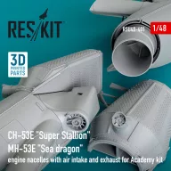   ResKit Models CH-53E Super Stallion, MH-53E Sea dragon engine nacelles with air intake and exhaust for Academy kit (3D printed) 1:48 (RSU48-0401)
