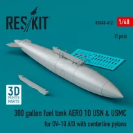   ResKit Models 300 gallon fuel tank AERO 1D USN & USMC for OV-10 A/D with centerline pylons (1 pcs) (3D Printed) 1:48 (RSU48-0412)
