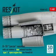   ResKit Models B-1B Lancer nacelles with air intakes & late exhaust nozzles (type 1) (open engine bay) for Revell kit (3D Printed) 1:48 (RSU48-0427)