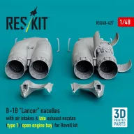  ResKit Models B-1B Lancer nacelles with air intakes & late exhaust nozzles (type 1) (open engine bay) for Revell kit (3D Printed) 1:48 (RSU48-0427)