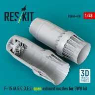   ResKit Models F-15 Eagle/Strike Eagle (A,B,C,D,E early,J) F100-PW-220 open exhaust nozzles for GWH kit (3D Printed) 1:48 (RSU48-0450)