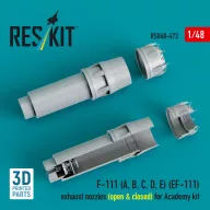   ResKit Models F-111 (A, B, C, D, E) (EF-111) exhaust nozzles (open & closed) for Academy kit (3D Printed) 1:48 (RSU48-0473)