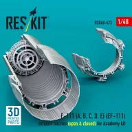   ResKit Models F-111 (A, B, C, D, E) (EF-111) exhaust nozzles (open & closed) for Academy kit (3D Printed) 1:48 (RSU48-0473)