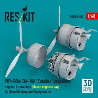   ResKit Models PBY-5/5A/ OA-10A Catalina propellers, engines & cowlings (closed engines bay) for Revell/Monogram/Hasegawa kit (3D Printed) 1:48 (RSU48-0483)