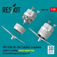   ResKit Models PBY-5/5A/ OA-10A Catalina propellers, engines & cowlings (closed engines bay) for Revell/Monogram/Hasegawa kit (3D Printed) 1:48 (RSU48-0483)