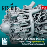   ResKit Models PBY-5/5A/ OA-10A Catalina propellers, engines & cowlings (open engines bay) for Revell/Monogram/Hasegawa kit (3D Printed) 1:48 (RSU48-0484)