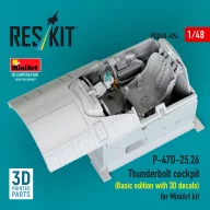   ResKit Models P-47D-25,26 Thunderbolt cockpit (Basic edition with 3D decals) for MiniArt kit (3D Printed) 1:48 (RSU48-0494)