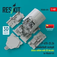   ResKit Models P-47D-25,26 Thunderbolt cockpit (Basic edition with 3D decals) for MiniArt kit (3D Printed) 1:48 (RSU48-0494)