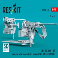   ResKit Models CH-53, MH-53 weapon set & ammo belts feeder (GAU-21/A (FN M3M)) (3 pcs) (3D Printed) 1:48 (RSU48-0512)