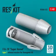   ResKit Models F/A-18 Super Hornet type 1 exhaust nozzles for Hasegawa kit (3D Printed) 1:48 (RSU48-0522)