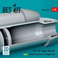   ResKit Models F/A-18 Super Hornet type 1 exhaust nozzles for Hasegawa kit (3D Printed) 1:48 (RSU48-0522)