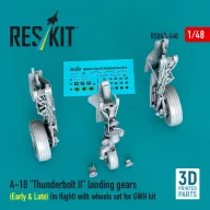   ResKit Models A-10 Thunderbolt II landing gears (Early & Late) (in flight) with wheels set for GWH kit (3D Printed) 1:48 (RSU48-0540)