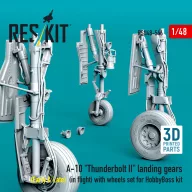   ResKit Models A-10 Thunderbolt II landing gears (Early & Late) (in flight) with wheels set for HobbyBoss kit (3D Printed) 1:48 (RSU48-0546)