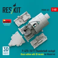   ResKit Models P-47D-10/11 Thunderbolt cockpit (Basic edition with 3D decals) for MiniArt kit (3D Printed) 1:48 (RSU48-0547)