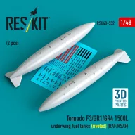   ResKit Models Tornado F3/GR1/GR4 1500L underwing fuel tanks (riveted) (RAF/RSAF) (2 pcs) (3D Printed) 1:48 (RSU48-0552)