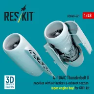   ResKit Models A-10A/C Thunderbolt II nacelles with air intakes & exhaust nozzles (open engine bay) for GWH kit (3D Printed) 1:48 (RSU48-0571)