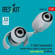   ResKit Models A-10A/C Thunderbolt II nacelles with air intakes & exhaust nozzles (open engine bay) for GWH kit (3D Printed) 1:48 (RSU48-0571)